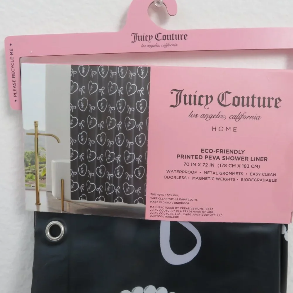 (#117) Juicy Couture Eco-Friendly PEVA Curtain Liner Shower Curtain 70 x 72